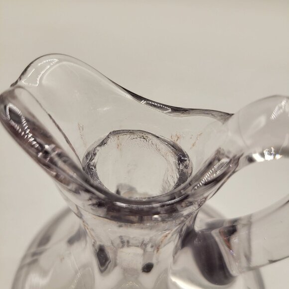 Antique Smooth Clear Pressed Glass Cruet Paneled Neck - Picture 7 of 8